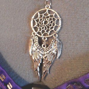 Nwt DREAM CATCHER & Angel Wings Boho Ethnic Necklace 20" Silvertone SWEET JINGLE